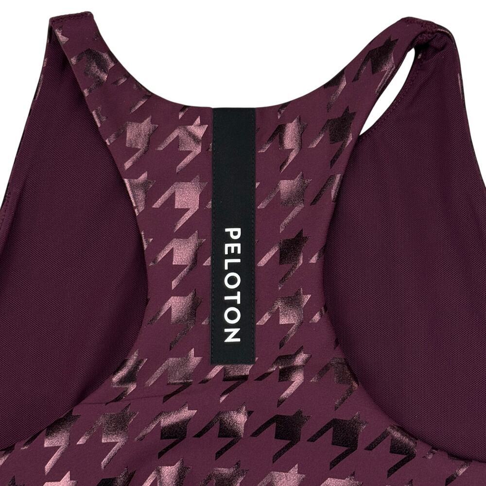 NWT PELOTON Show Up Foil Houndstooth High Neck Bra Sz XS Plum - Picture 6 of 7